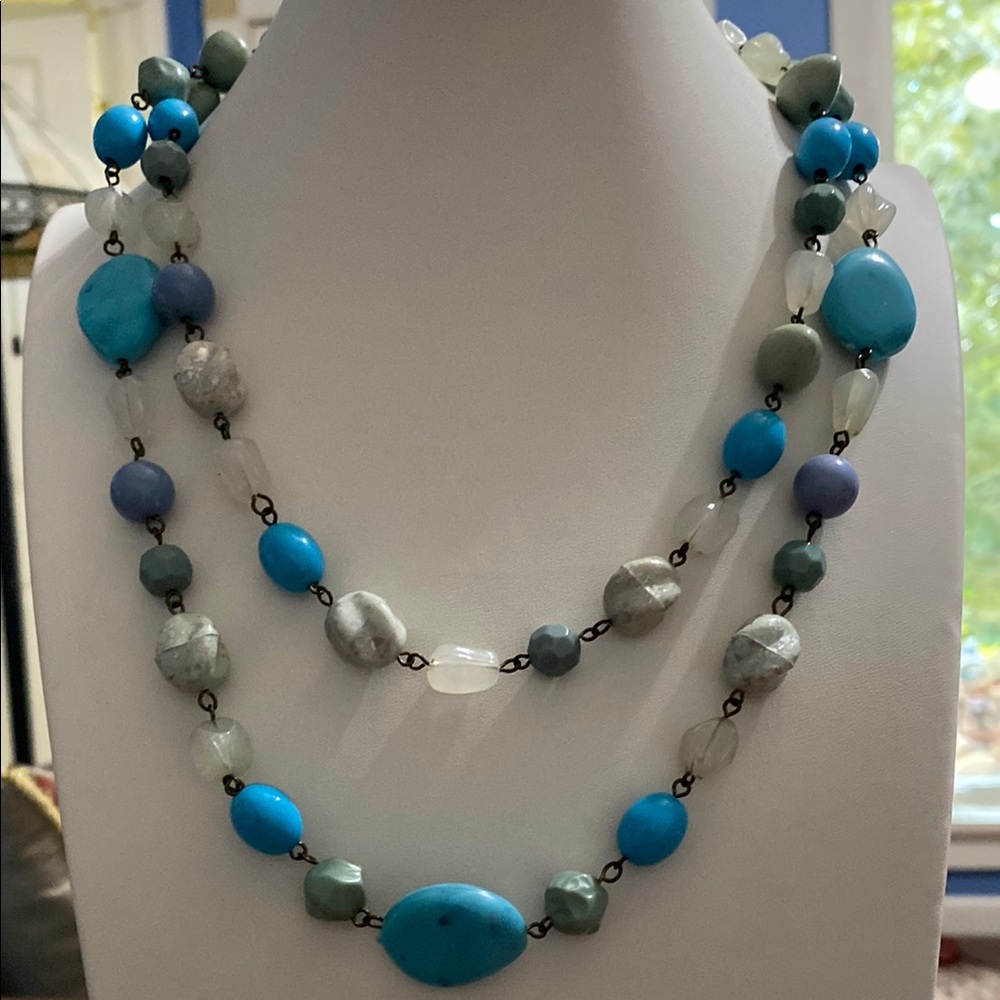 10/$10 Blue and Gray Beaded Necklace